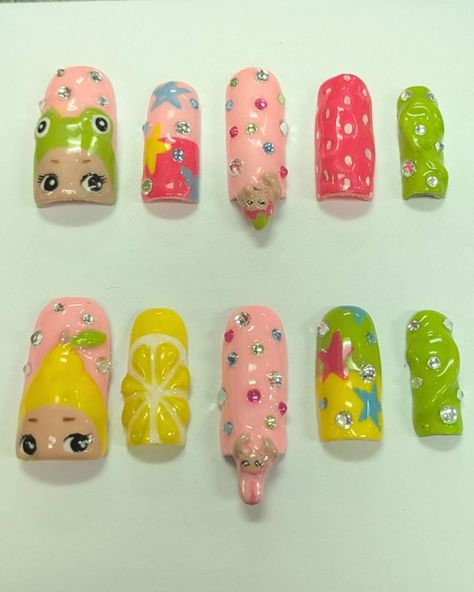 Call Me If You Get Lost Nails, Kids Disney Nails, Kitsch Nails, Monkey Nails, Press On Nails Square, Dior Nails, Junk Nails, Nails Square, Really Cute Nails