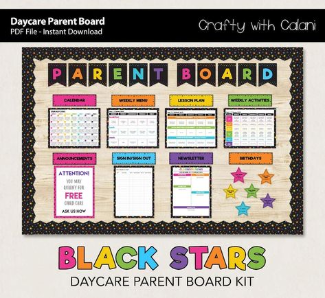 Daycare Parent Board, Childcare Bulletin Board Template, Parent Info Board, Childcare Info Center, Daycare Organization, Daycare Management - Etsy Panama Parent Resource Bulletin Board Ideas, Teacher Info Bulletin Board, Daycare Lobby Ideas Bulletin Boards, Home Daycare Bulletin Board Ideas, Parent Teacher Bulletin Board Ideas, Pre K Parent Information Board, Daycare Center Organization, Preschool Information Bulletin Boards, Parent Wall Daycare