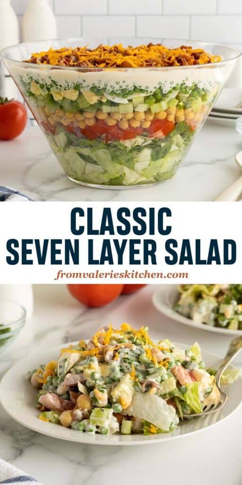 7 Layered Salad Recipe Classic, Layered Italian Salad, 7 Layered Salad Recipe, 7 Layer Salad Recipe Classic, Layer Salad Recipes, 7 Layer Salad, Hearty Recipes, Christmas Brunch Recipes, Layer Salad