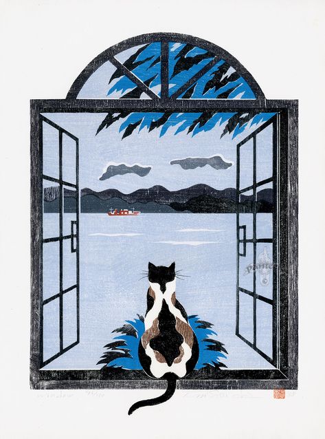 Drawing Windows Illustration, Cartoon Window Painting, Windows Illustration Drawing, Cat Window Illustration, Simple Window Drawing, Drawings Of Windows, Cute Window Drawing, Cat In Window Drawing, Open Window Illustration