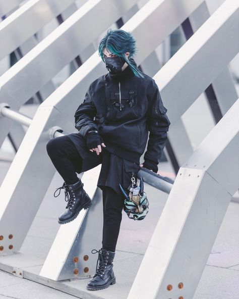 Jahan Tea, Techwear Girl Outfit, Xiao Genshin Impact, Xiao Genshin, Estilo Punk Rock, Techwear Outfits, Tech Wear Fashion, Techwear Fashion, Urban Ninja