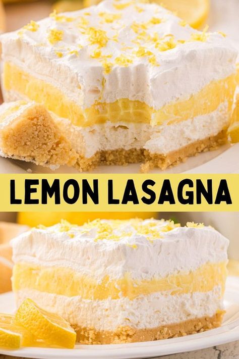 Lemon Ideas, Lemon Lasagna, Lasagna Dessert, Jello Pie, Brownie Cheesecake, Lemon Dessert, Philadelphia Cream Cheese, Lemon Dessert Recipes, Dessert Simple