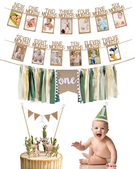 PRICES MAY VARY. Woodland 1st Birthday Party Decorations: this 1st birthday decorations kit comes with 1 first birthday high chair banner, 1 first birthday picture banner (including 13 photo frame flags, twine, adhesive dots and plastic needle), 1 first birthday hat, and 1 1st birthday cake topper; This decorating kit is the ideal addition to your baby's first birthday party or birthday cake photo prop, creating cherishable memories for your baby and your loved ones Safari Jungle Highchair Banne 1st Birthday Safari Theme, Wild Birthday Decorations, Birthday Safari Theme, Birthday Picture Banner, Hat Birthday Cake, 1st Birthday Safari, Jungle 1st Birthday, Baby Birthday Hat, Woodland First Birthday