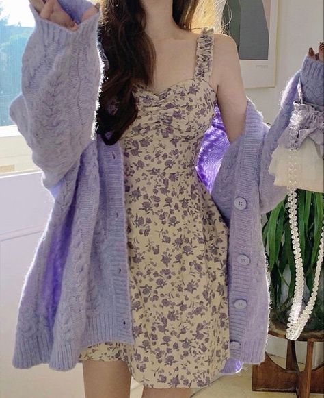 Purple Outfits, Korean Fashion Dress, Kpop Fashion Outfits, Really Cute Outfits, Girly Outfits, Korean Outfits, Mode Inspiration, Casual Style Outfits, Kawaii Fashion