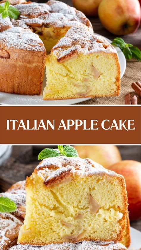 Italian Apple Cake Apple Olive Oil Cake Recipe, Apple Lemon Cake, Christmas Apple Cake, Greek Apple Dessert, Olive Oil Apple Cake, Light Apple Desserts, International Cake Recipes, Italian Apple Cake Recipe, Apple Cream Cake