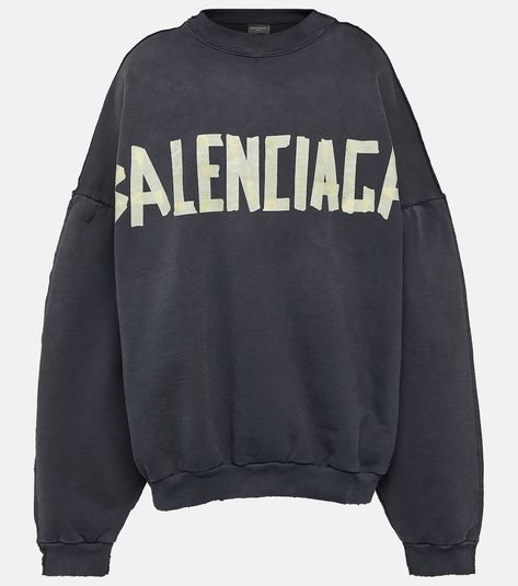 Logo cotton jersey sweatshirt in black - Balenciaga | Mytheresa Balenciaga Clothes, Balenciaga Sweatshirt, Coat Ideas, Spring Knitwear, Black Fade, Balenciaga Clothing, Black Balenciaga, Balenciaga Logo, Jersey Sweatshirt