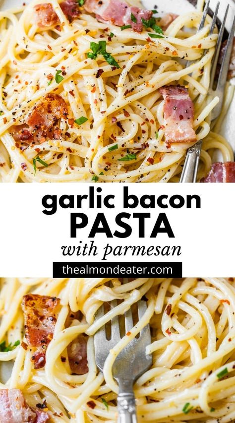 Garlic Bacon Pasta, Pasta Olive Oil, Bacon Pasta Recipes, Quick Dinner Options, 5 Ingredient Dinners, Olive Oil Garlic, Where The Magic Happens, Bacon Pasta, Angel Hair Pasta