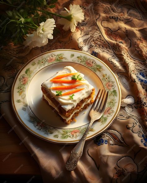 Premium Photo | Golden Hour Carrot Cake with Cream Cheese Frosting Carrot Cake Photo, Carrot Cake Aesthetic, Carrot Cake With Cream Cheese, Cake Aesthetic, Cake With Cream Cheese Frosting, Aesthetic Picture, With Cream Cheese Frosting, Cake With Cream Cheese, Event Food