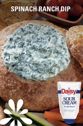 Ranch Spinach Dip, Cold Appetizers Easy, Low Carb Low Calorie, Daisy Sour Cream, Creamy Spinach Dip, Spinach Artichoke Dip Recipe, Spinach Dip Recipe, Artichoke Dip Recipe, Easy Cold