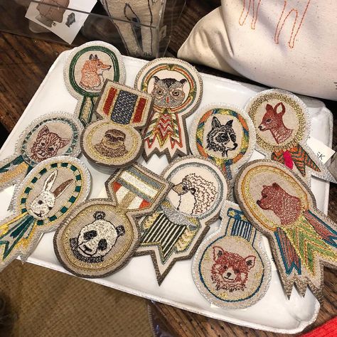 Sue Fisher King Co. on Instagram: “Coral & Tusk embroidered animal badges. Each commemorating courage, strength and all-around awesomeness! #coralandtusk #embroidery…” Coral And Tusk, Fisher King, The Fisher King, Coral, Pouch, Embroidery, Sewing, Drawings, Animals