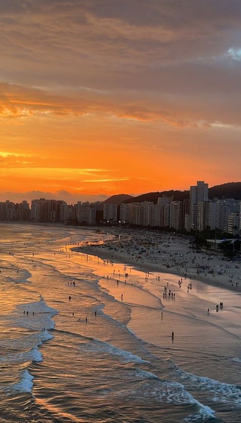 Santos Brazil Beach, Sao Paulo Brazil Aesthetic, Brazil Sao Paulo, Santos Brazil, Brazil Beaches, Sao Paolo, Beach Sunset Wallpaper, Brazil Travel, Sao Paulo Brazil