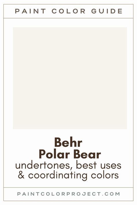 Looking for the perfect bright white paint color for your home? Let’s talk about Behr Polar Bear and if it might be right for your home! Behr Paint Color Polar Bear, Behr Polar Bear Paint, Behr House Color Schemes Interior, Behr Snow Day, Polar Bear Paint Color, Behr Polar Bear White Cabinets, Behr Coco Malt Paint Color, Behr Cool White Paint Colors, Polar Bear Behr Paint Wall Colors