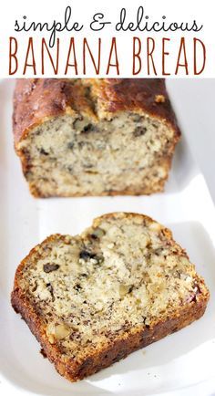 Simple Banana Bread Recipe, Roti Pisang, Super Moist Banana Bread, Banana Nut Bread Recipe, Nut Bread Recipe, Banana Bread Recipe Moist, Pane Dolce, Moist Banana Bread, Easy Banana Bread Recipe