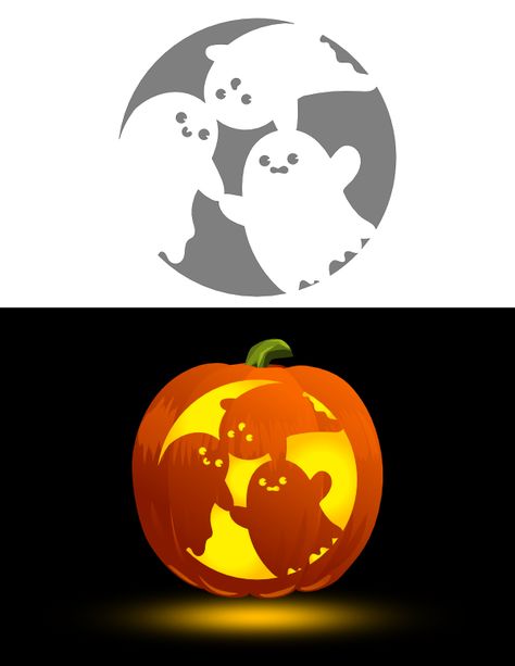 Cute Easy Halloween Pumpkin Carvings, Carved Pumpkin Stencils, Fun Jackolantern Ideas, Cute Ghost Pumpkin Stencil, Shrek Pumpkin Carving Stencil, Art Pumpkin Carving, Easy Cool Pumpkin Carving, Birthday Pumpkin Carving, Cute Spooky Pumpkin Carving Ideas