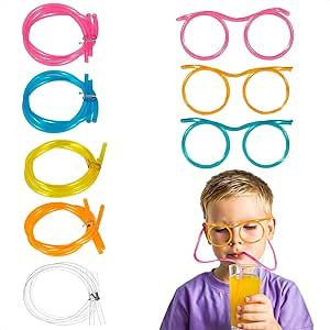 Straw Glasses, Curly Design, Social Media Party, Fun Glasses, Crazy Straws, Fun Straws, Straw Covers, Eyeglass Accessories, Beach Party Decorations