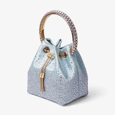 BON BON |Smoky Blue Satin Bag with Dégrade Crystals RAMADAN 2023 COLLECTION | JIMMY CHOO Diy Fabric Purses, Expensive Bag, Luxury Bags Collection, Jimmy Choo Handbags, Womens Designer Bags, Jimmy Choo Bag, Satin Bags, Bags Luxury, Fancy Bags