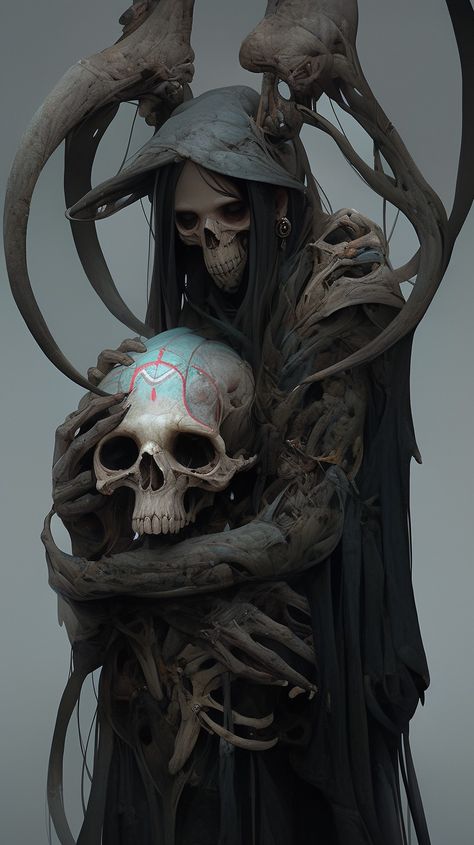 Dark skeleton holding a large skull endearingly, dark fantasy art Dark Skeleton, Brand Board, Computer Wallpaper, Dark Fantasy Art, Dark Art, Dark Fantasy, Skeleton, Fantasy Art, The Past