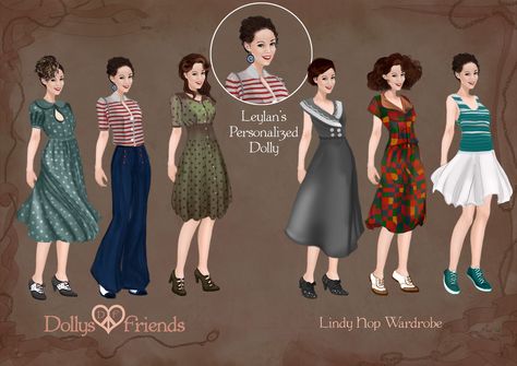 A paper doll commission for beautiful Leylan, she has chosen to have herself illustrated as a dolly with Lindy Hopper fashion style outfits.  But you can have your OCs as dollys and build &nbs... Lindy Hop Outfit Women, Lindy Hop Outfit, Jive Dance Costume, Lindy Hop Dress, Swing Dance Outfit, Dancer Outfits, Fashion Style Outfits, Dance Style, Dance Clothing