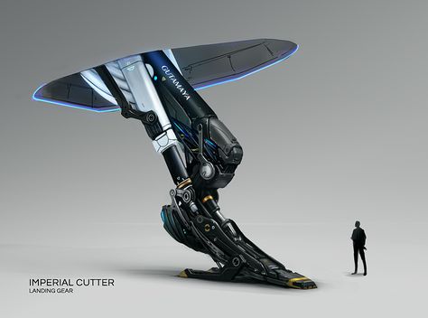 Imperial cutter landing gear, Tom Long on ArtStation at https://www.artstation.com/artwork/AKEJz Aircraft Landing Gear, Sci Fi Jet, Futuristic Rocket Launcher, Sci Fi Rocket Launcher, Scifi Carrier Ship, Ship Sketch, Stealth Ship Sci Fi, Spacecraft Design, Big Robots