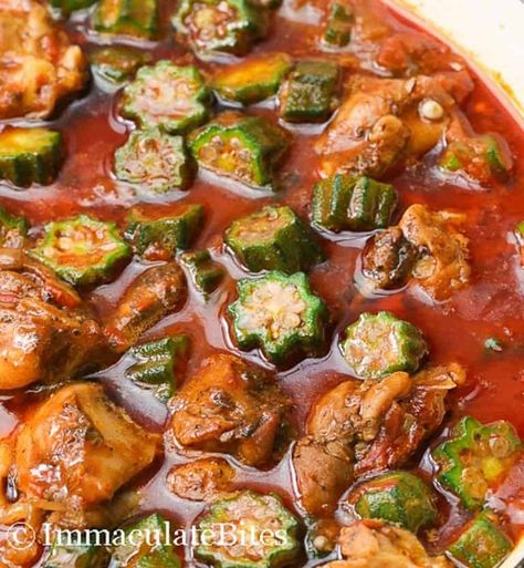 Okra Stew (Plus Video) - Immaculate Bites How To Make Okra, Roasted Okra, Louisiana Dishes, Okra Stew, Okra Recipe, Spicy Stew, Okra And Tomatoes, Low Carb Soup Recipes, African Dishes