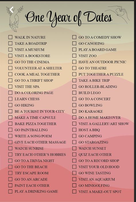 Date Night Checklist, Cute Things To Do On A Date, Budget Dates Ideas, First Time Date Ideas, Ways To Spoil Your Boyfriend, Budget Friendly Date Ideas, November Date Ideas, Low Budget Date Ideas, Boyfriend Checklist