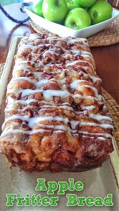 Awesome Country Apple Fritter Bread! Apple Fritter Bread Recipe, Fritter Bread Recipe, Country Apple Fritter Bread, Fall Bread, Cake Loaf, Apple Fritter Bread, Apple Recipes Easy, Apple Fritter, Apple Dessert Recipes