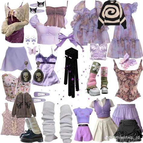 Pastel Purple Skirt Outfit, Fairycore Outfit Colorful, Purple Fairy Outfit Aesthetic, Pastel Green Outfit Ideas, Purple Fairy Costume Aesthetic, Fairycore Outfit Pastel, Pastel Fairy Core Outfits, Purple Fairy Aesthetic Outfit, Colorful Grunge Aesthetic Outfits