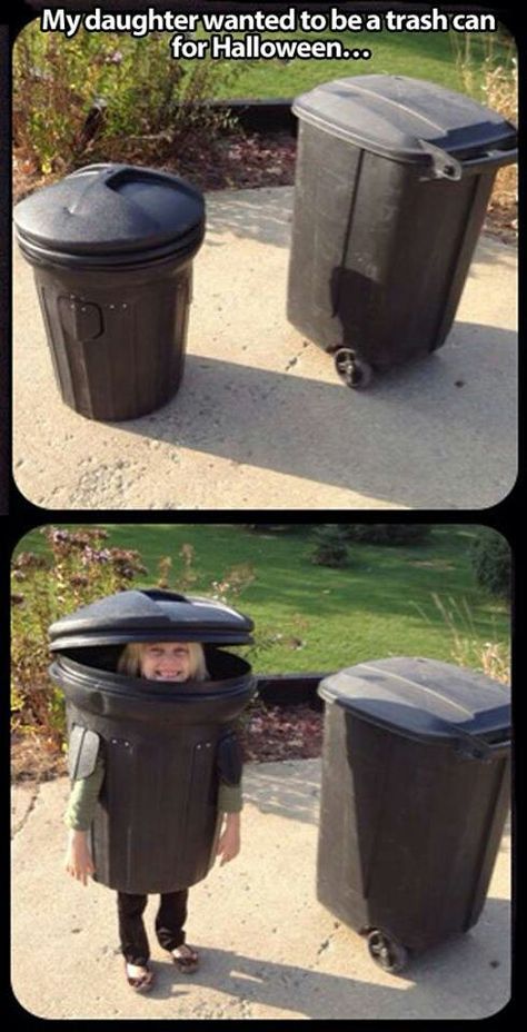 trash can! Amazing Halloween Costumes, Pumpkin Carvings, Funny Asf, Fantasias Halloween, Human Eye, Funny Halloween Costumes, Halloween Kostüm, Costume Halloween, Funny Halloween