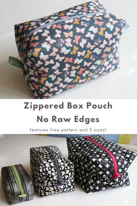 Box Bag Pattern, Makeup Bag Pattern, Toiletry Bag Pattern, Edges Easy, Sewing Easy, Tutorial Sewing, Boxy Bags, Pouch Sewing, Zipper Pouch Tutorial