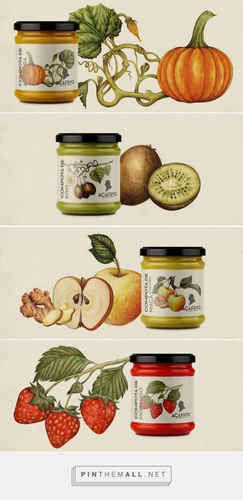 Watercolor Packaging Design, Watercolor Packaging, Jam Packaging, Jam Label, Wine Logo, Labels Design, Jar Packaging, Packaging Label Design, Food Illustration Art