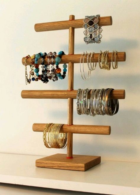 ♡ Diy Jewelry Holder Wall, Jewelry Holder Wall, Jewelry Holder Stand, Jewerly Organizer, Jewerly Displays, Bracelet Organizer, Bracelet Stand, Bracelet Holders, Diy Jewelry Display