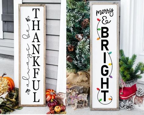 Fall Porch Sign | Reversible Fall Christmas Porch Sign | Fall Decor for Front Porch | Front Porch Leaner Fall Decor For Front Porch, Christmas Signs Wood Front Porches, Reversible Porch Sign, Decor For Front Porch, Porch Leaners, Porch Styles, Christmas Crafts Diy Projects, Fall Decor Diy Crafts, Front Porch Signs