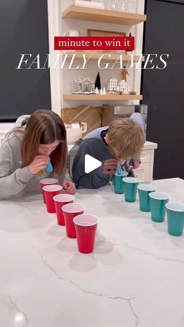 Christine Andrew | Hello Fashion on Instagram: "3 quick easy minute to win it games for all ages with family or friends. Games are always one of the highlights of our get togethers!  Excited for you guys to play with your fanily. Save for later for when you have company over or are in charge of game night 🏆❤️   #familytime #familygamenight #react #holidays #blendedfamily #familyfun #partygames" Indoor Family Olympic Games, Games To Play With Grandkids, Minute To Win It Birthday Games, Game Night Game Ideas, Minute To Win It Games For Adults Funny, Minute To Win It Games Thanksgiving, A Minute To Win It Games, Games For Party Families Fun, Fun Thanksgiving Games For Kids