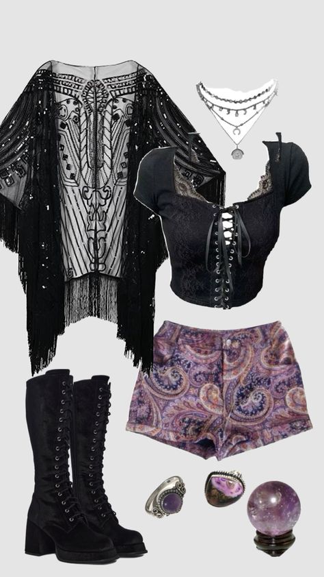 Whimsigoth outfit #outfitinspo #whimsigoth Whimsigoth Outfits, Witchy Outfits, 90s Fashion Outfits, Casual Chic Outfit, Hippie Outfits, Alternative Outfits, Really Cute Outfits, Edgy Outfits, Retro Outfits