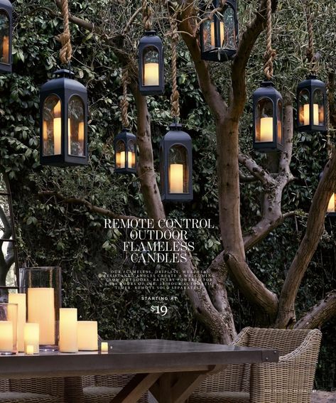 Lanterns suspended from trees.. use led remote control candles inside, so they light instantly with the flick of a switch.  Make sure the lid of the lantern is weather tight. Lanterns In Trees, Outdoor Tree Lighting, Tree Lanterns, Diy Outdoor Lighting, Outdoor Trees, Haus Am See, Garden Wallpaper, Backyard Lighting, Outdoor Light Fixtures