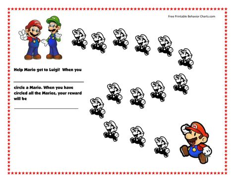 Super Mario Behavior Reward Chart Behavior Reward Chart, Incentive Chart, Behavior Rewards, Reward Chart, Mario Brothers, Super Mario, Mario