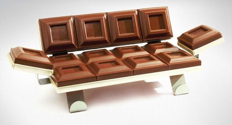 Chocolate sofa Funny Furniture, Chocolate Sofa, Kids Furniture Design, Weird Furniture, Unusual Furniture, Food Inspired, Cute Furniture, Cafe Interior Design, Funky Furniture