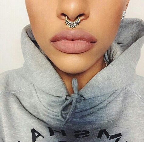 Spectrum &' Lipstick . Spectrum Piercing, Microdermal Piercing, Skin Piercing, Faux Septum Ring, Faux Septum, Septum Piercings, Cool Piercings, Dermal Piercing, Cute Piercings