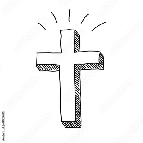 Stock Image: Christian Cross Doodle Cute Christian Drawings Easy, Easy Drawings Of God, Cute Christian Doodles, Cross Drawing Christian, Christian Doodle Art, Easy Christian Drawings, Christian Doodles Simple, Bible Drawings Easy, Christian Drawings Easy