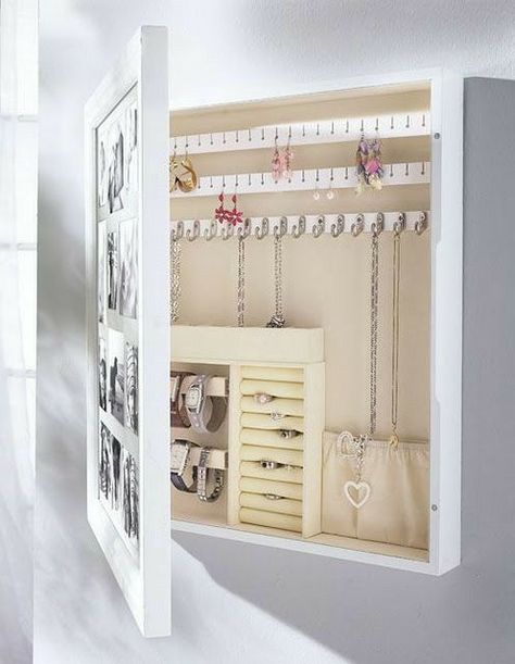 Hidden Jewelry Storage, Jewerly Box Diy, Jewerly Organizer, Jewelry Storage Diy, Diy Muebles Ideas, Jewerly Boxes, Jewelry Box Diy, Jewelry Organizer Diy, Jewelry Cabinet