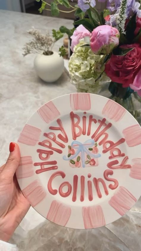 Girls Birthday Plate // Floral … curated on LTK Birthday Plate Ideas Girl, Homemade Birthday Plate, Baby Birthday Plate Diy, First Birthday Plate, Painted Birthday Plate, Birthday Plate Ideas, Birthday Plates Diy, Happy Birthday Plate, Celebration Plate