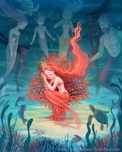 Living Coral on Behance by Sumi Illustrator Coral Art Print, Mermaid Images, Siren Mermaid, Coral Art, Mermaid Drawings, Mermaid Diy, Mermaid Pictures, Mermaid Tale, Live Coral