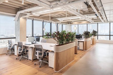 Office With Plants, Bureau Open Space, Open Concept Office, Open Office Design, Open Space Office, Office Design Inspiration, Modern Office Space, Office Interior Design Modern, Office Fit Out