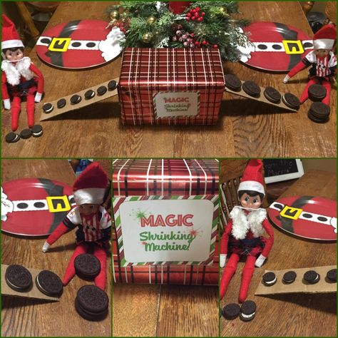 Elf on the shelf magic oreo shrinking machine Shrink Elf On The Shelf, Elf Shrinking Machine, Elf On The Shelf Shrinking Machine, Elf On The Shelf Oreo Ideas, Mini Oreos, Shelf Inspiration, Elf Magic, Xmas Elf, Elf Antics