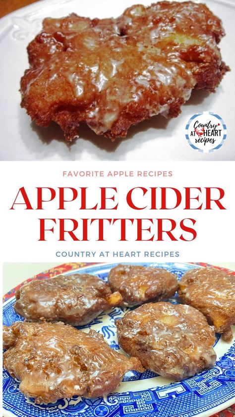 Apple Cider Desserts, Apple Fritter Recipe, Apple Cider Uses, Cider Donuts Recipe, Apple Cider Donuts Recipe, Breakfast Desserts, Zucchini Fritters Recipe, German Food Authentic, Sweet Glaze