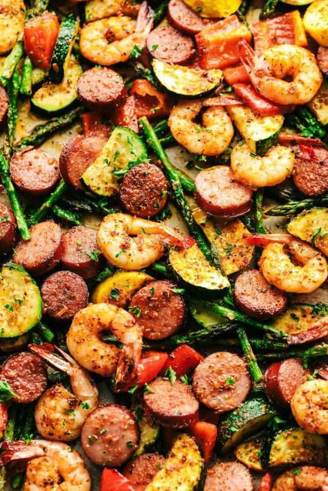 Sausage Shrimp Recipes, Vegetable Sheet Pan, Cajun Shrimp And Sausage, Sausage Shrimp, Baked Shrimp Recipes, Shrimp And Sausage, Sheet Pan Dinners Recipes, The Recipe Critic, Shrimp Recipes Healthy