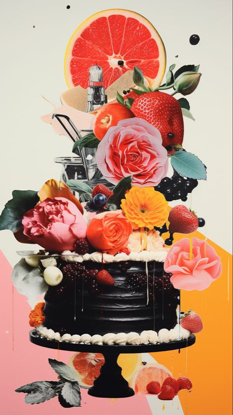 Cake Collage. Vizio Studio Design of a magazine cutoit inspired cake collage! 🧊 #recipe #aesthetic #fashion #editorial Cloud Snacks, Collage Food, Cake Collage, Food Collage, Words Design, Recipe Aesthetic, Food Tech, Instagram Words, Workshop Ideas