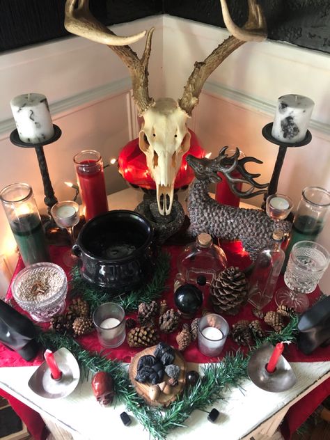 Yule Mini Altar, Yule Alter Ideas, Yule Decor Ideas, Yule Tattoo, Yule Altar Ideas, Yule Alter, Winter Altar, Dark Yule, Witch Resources