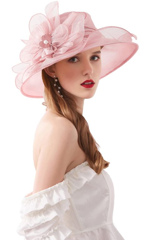 PRICES MAY VARY. Organza and Polyester Imported Drawstring closure Hand Wash Only Material: Organza and polyester. Size: One size fits most. Head Circumference: 22.5-22.6"/56-58cm. Design: An elegant derby hat with classic timeless design, its minimalist style completes your every formal look. Wide brim will protect you from blinding sunlight. Feature: This charming organza tea party hat is the perfect decoration for a casual royal look for its simplicity. You can also decorate it with anything Tea Party Attire, Flower Bridal Shower, Tea Hats, Bridal Tea Party, Bridal Shower Flowers, Gauze Top, Church Dress, Tea Party Wedding, Hat Wide Brim