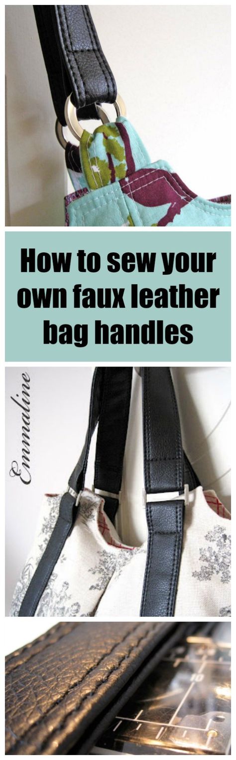 This is the ULTIMATE tutorial for how to make your own faux leather handbag straps and handles.  No thick layers, no raw edges - just perfect (and cheap) bag handles you make yourself. How To Make Bag Handles, Handbag Construction, Diy Purse Strap, Purse Repair, Crochet Cords, Diy Purse Handles, Diy Bag Handles, Leather Bag Handles, Making Handbags